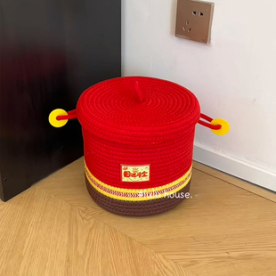 收纳整理新年桶福气可爱抱抱起来财神】筐杂物收把都电视柜桌面【