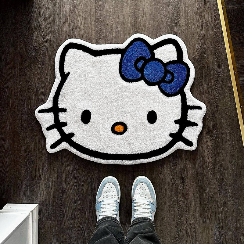 客厅新款奶油防滑卧室地垫床边毛绒hellokitty风家用垫子2025入户