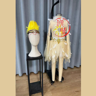 独舞灵羽舞蹈服羽灵幻仙演出服飘逸中国舞桃李杯艺考服定制羽人舞