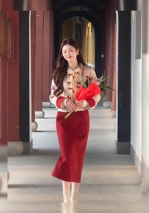 新中式 女2025冬新气质名媛高端加棉上衣半身裙两件套 国风棉服套装