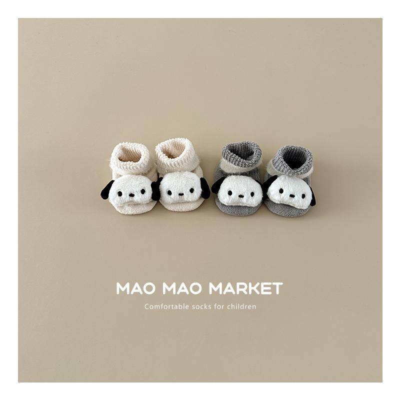 可爱宝宝地板袜秋冬款加绒加厚中筒袜婴儿卡通公仔袜防滑长筒袜冬