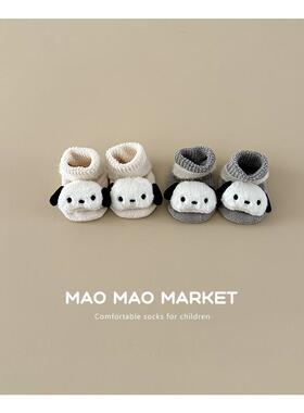 可爱宝宝地板袜秋冬款加绒加厚中筒袜婴儿卡通公仔袜防滑长筒袜冬