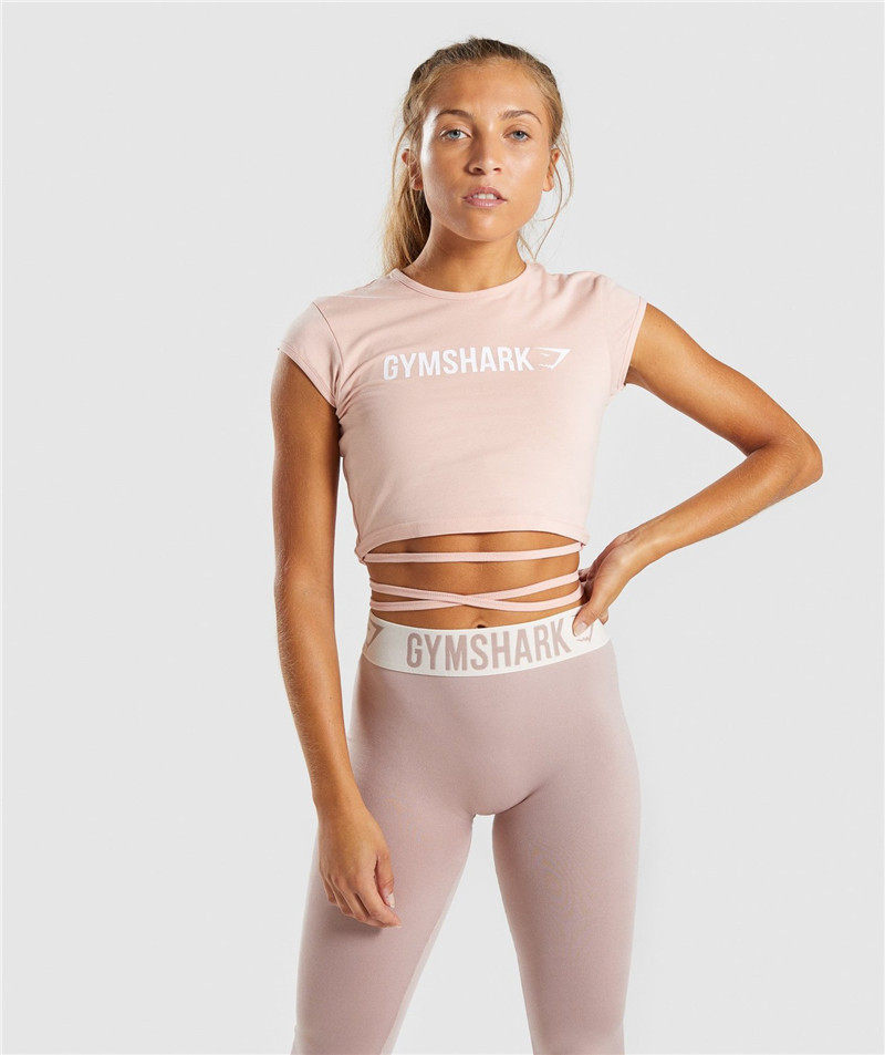 英国 GYMSHARK 女短款绑带健身衣运动露腰短袖T恤RIBBON CROP TOP|ruв категории спортивный костюм/досуг одежды, движение футболку - от Buy2taobao.com для оказания профессиональной услуги покупки агента Taobao