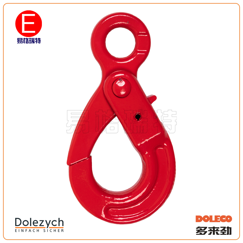 德莱奇DOLECO多来劲自锁安全吊钩眼型保险钩弹簧钩宽嘴环眼挂钩