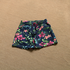 复古大花朵松紧腰女士夏季毛圈棉印花宽松三分短裤热裤休闲跑步裤