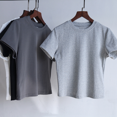 短款女士短袖正肩t恤纯棉