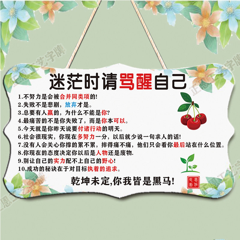 迷茫时请骂醒自己挂牌考学党神器励志学生用品奖励礼品书房提示牌