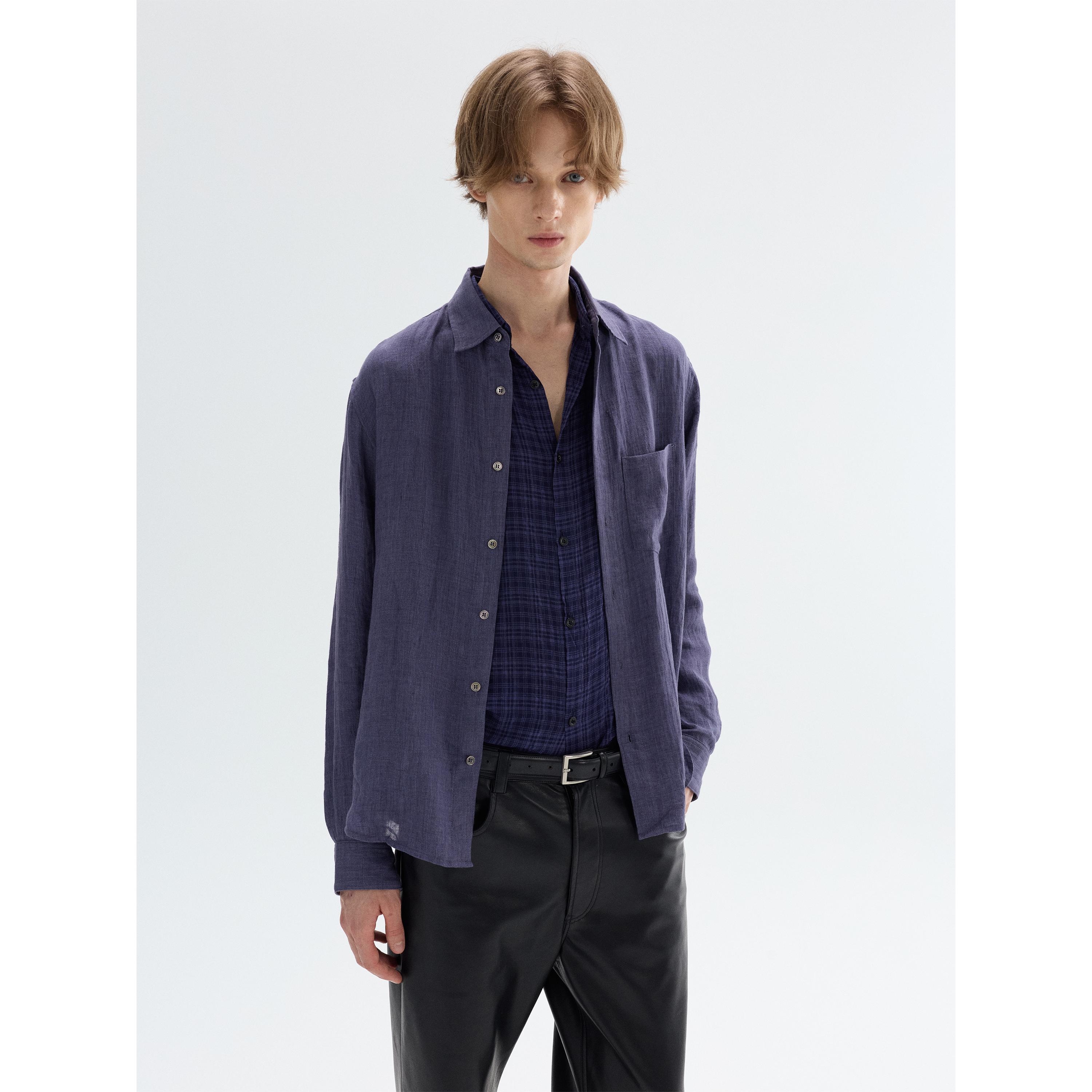 PURE2 LINEN SHIRT 强捻色织纯亚麻复古肌理长袖衬衫