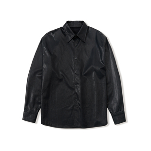翻领皮衬衫 LEATHER 羊皮纹理阔型长袖 SHIRT PURE2