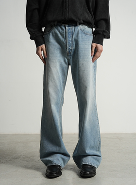 PURE2 VINTAGE FLARED JEANS复古水洗做旧直筒微喇牛仔裤2021版型