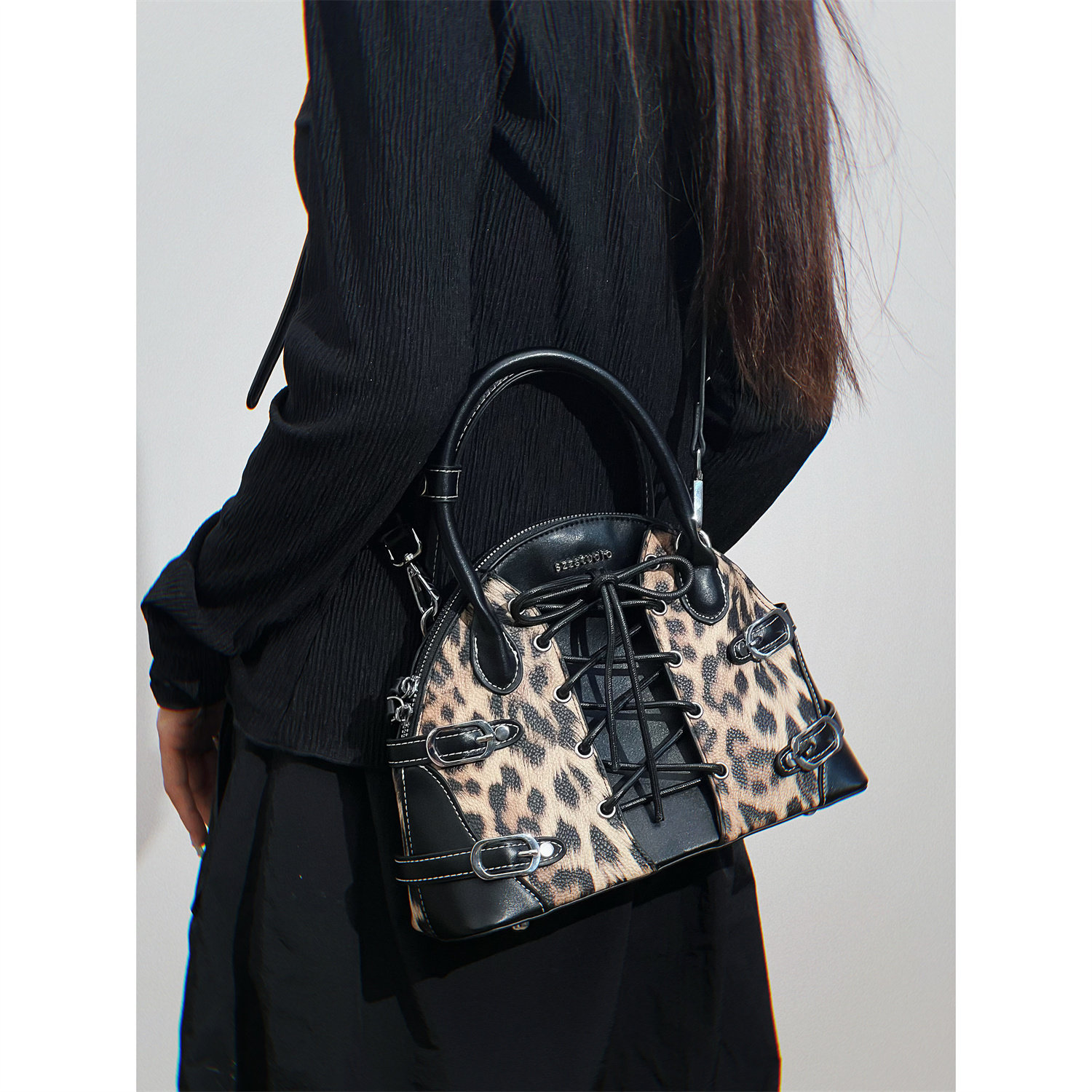 szzstudio小众原创设计师高级感辣妹复古豹纹贝壳手提单肩斜挎包,箱包皮具/热销女包/男包,通用款女包,淘宝优惠券,粉丝福利购,淘宝优惠卷