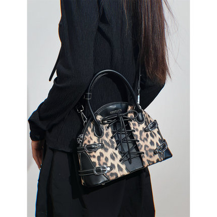 szzstudio小众原创设计师高级感辣妹复古豹纹贝壳手提单肩斜挎包