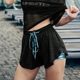 特大码 健身房女运动短裤 速干网孔透气内衬假两件健身跑步裤 瑜伽裤