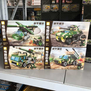 奇妙军事榴弹炮火箭炮战车霸天直升机男拼装益智DIY积木模型玩具