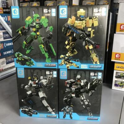 钢铁机甲荣耀霸双形态积木