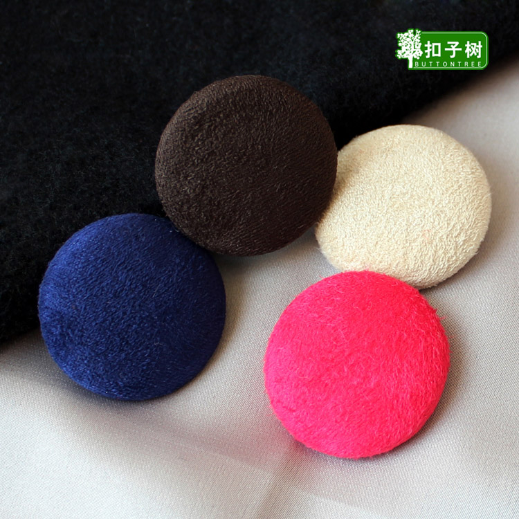 彩色麂皮双面绒布包扣子高档