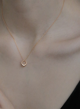 s925纯银圆环吊坠项链女锁骨链