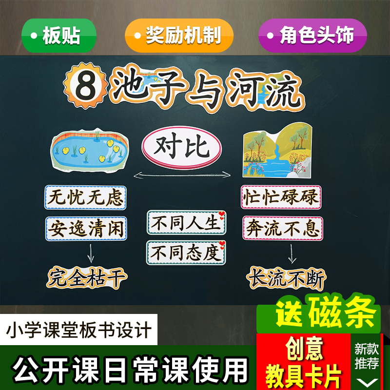 池子与河流小学语文三年级下册板书设计卡片教具公开课教学板贴