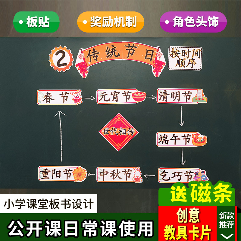 传统节日小学语文二年级下册板书设计卡片教具公开课教学老师板贴