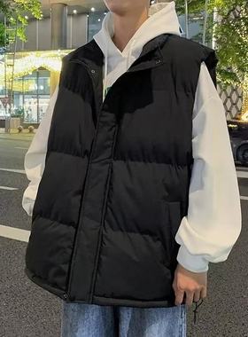 港风ins大码宽松棉衣马甲男