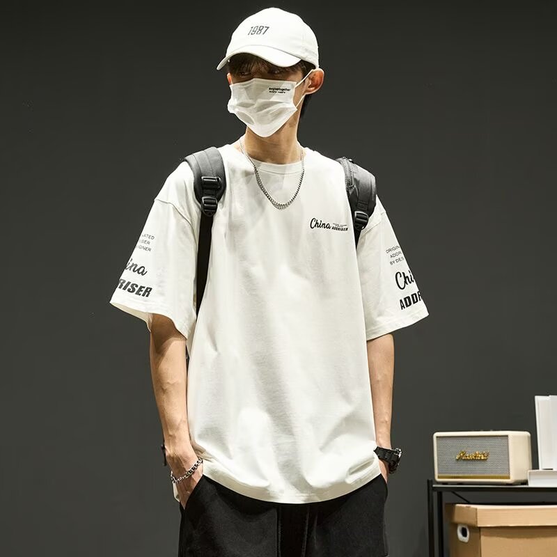 美式潮牌重磅纯棉短袖t恤男