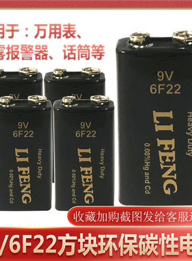 万用表9V电池烟雾报警器无线话筒额温枪测温仪6F22碳性方块电池
