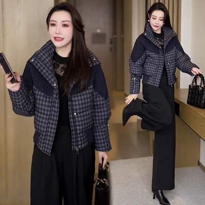 巨好看的冬装格子棉衣厚外套2025新款爆款女装韩系超好看羽绒棉服
