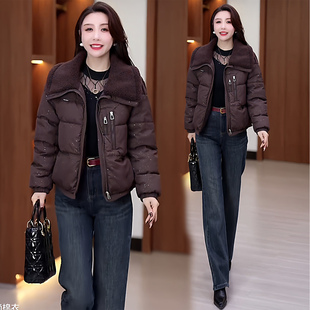 今年流行漂亮的冬装羊羔毛领外套棉衣女2025新款爆款羽绒棉服棉袄