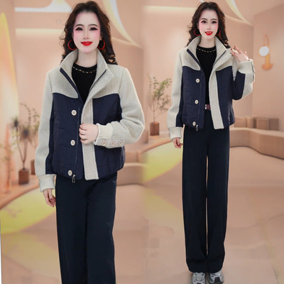 巨好看的冬装厚外套棉衣女2025新款毛呢拼接羽绒棉服独特漂亮棉袄