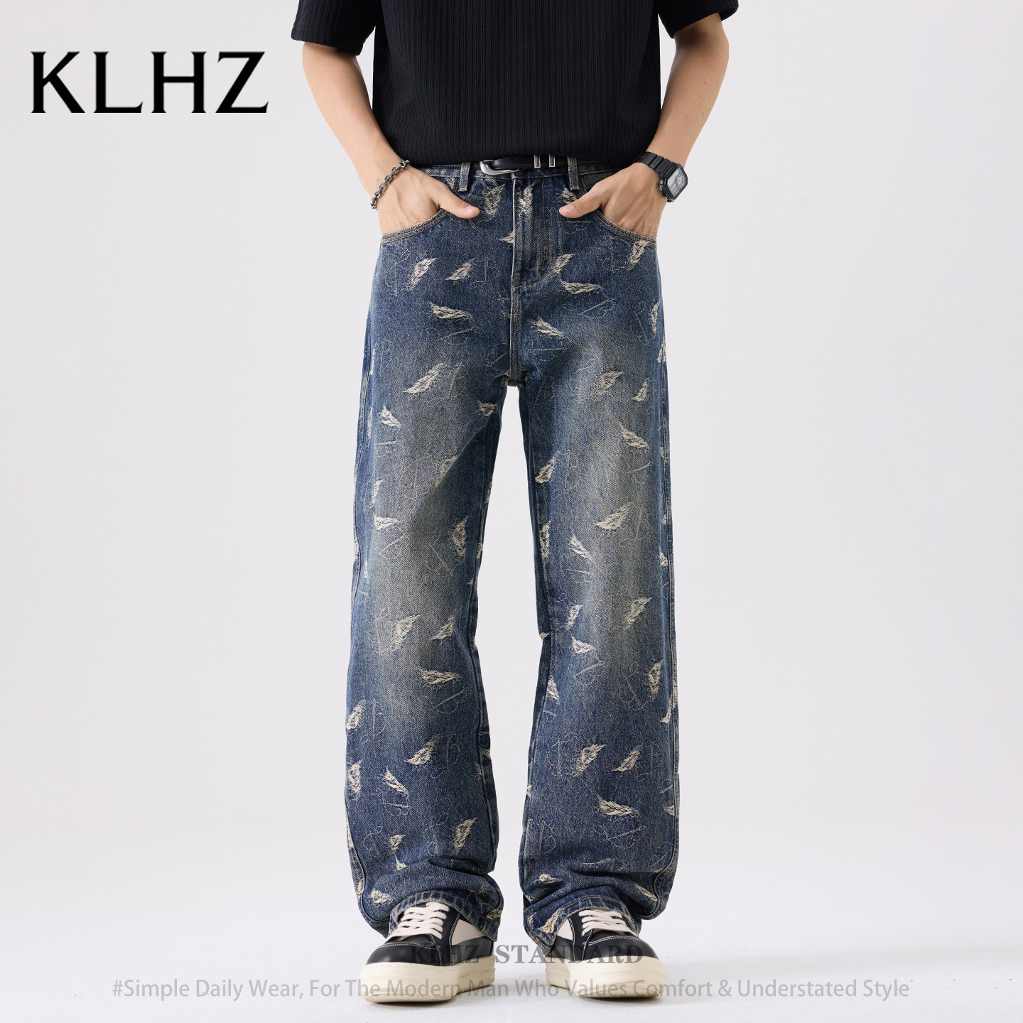 KLHZ潮牌新款牛仔裤男生