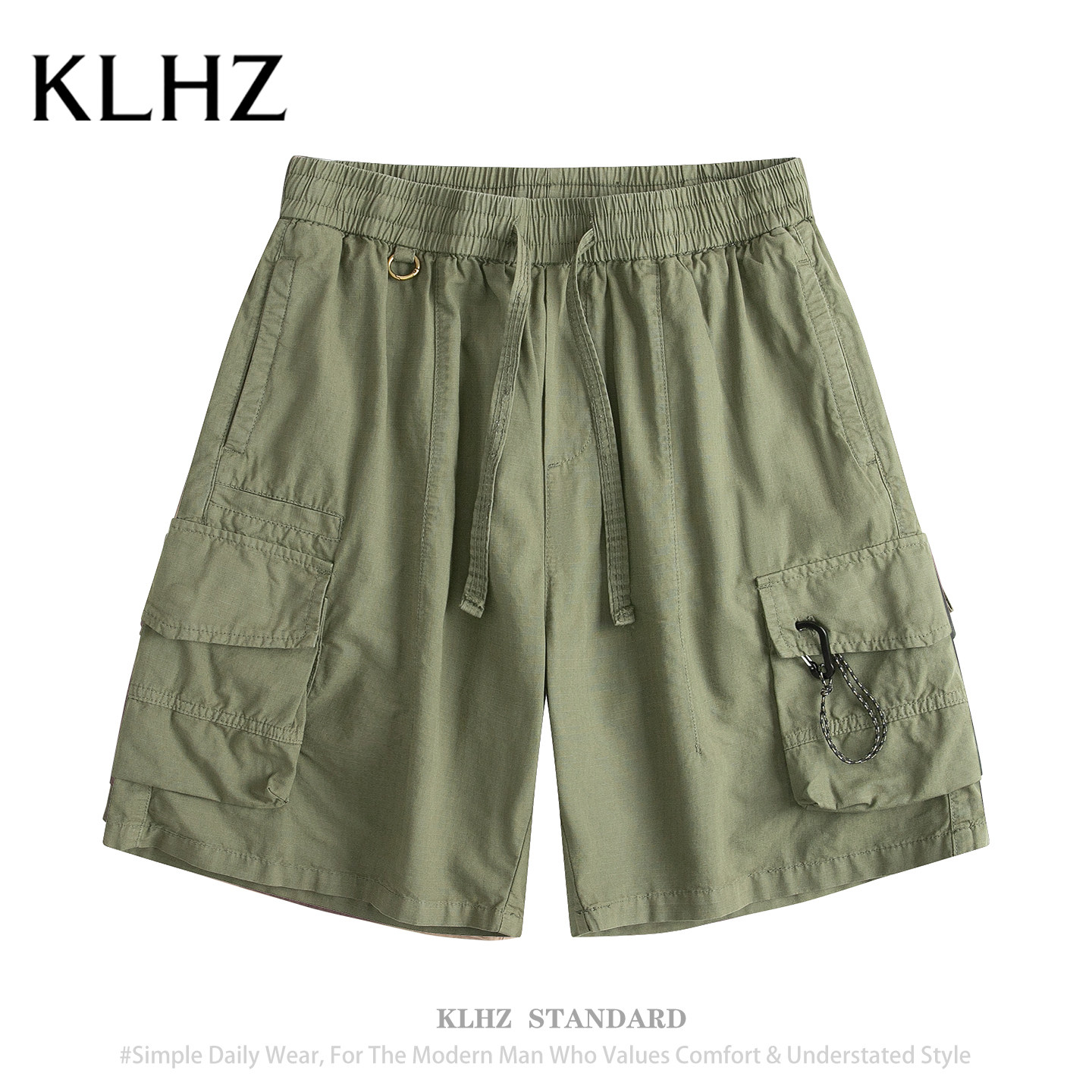 KLHZ工装短裤男多口袋宽松休闲五分裤夏季薄款透气潮牌纯棉男裤子