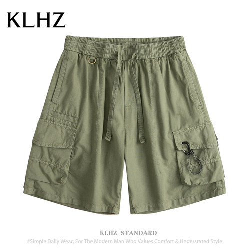 KLHZ工装短裤男多口袋宽松休闲五分裤夏季薄款透气潮牌纯棉男裤子