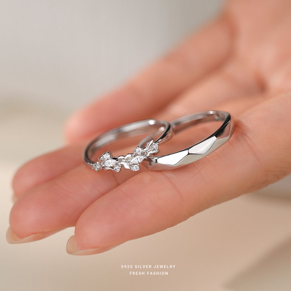 心动蝴蝶情侣戒指s925纯银韩版森系百搭对戒轻奢时尚锆石指环