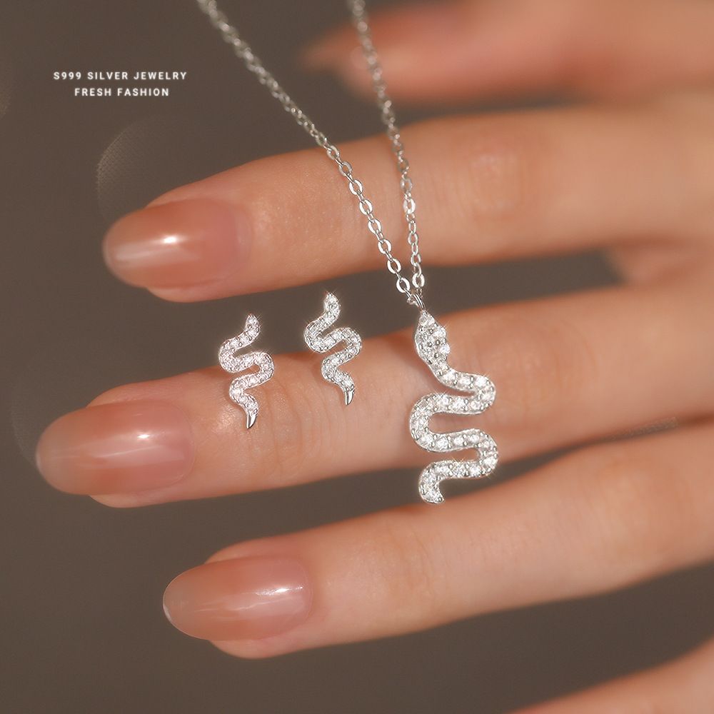 小灵蛇耳钉女s999纯银轻奢小众设计高级感时尚简约足银蛇年耳饰