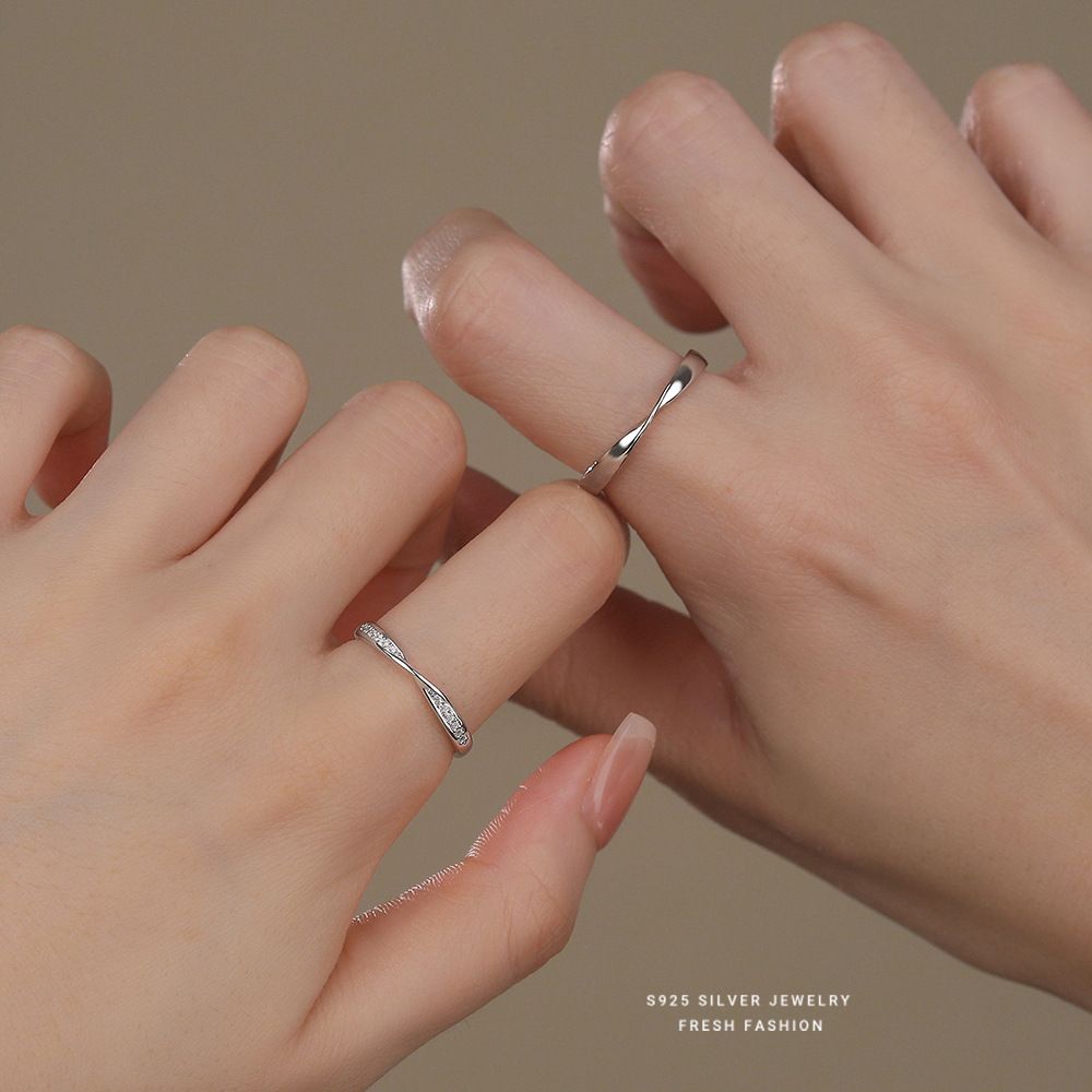 莫比乌斯情侣戒指女s925纯银微镶时尚韩版对戒百搭指环情人节礼物