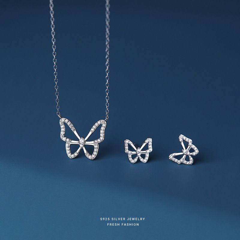 云小舒s925银镶钻镂空蝴蝶项链女韩版网红同款锁骨链小众设计项饰