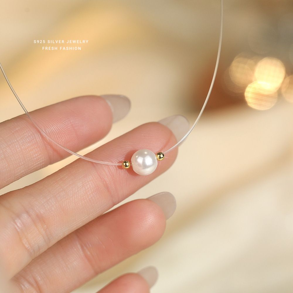 新品S925纯银鱼线珍珠项链女简约百搭气质同款锁骨链鱼线系列爆款