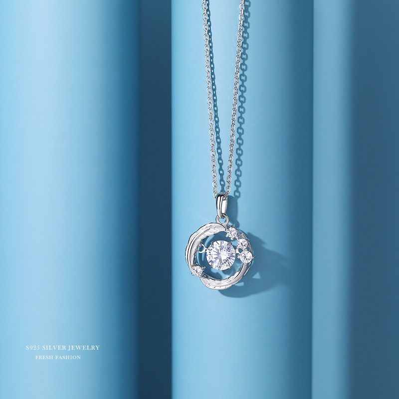 s925纯银灵动项链女轻奢小众简约羽毛锆石吊坠跳动的心锁骨链百搭