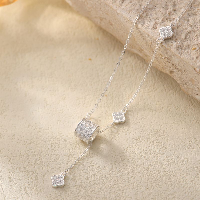 999纯银小蛮腰项链女轻奢高级感四叶草百搭流苏锁骨链设计感饰品