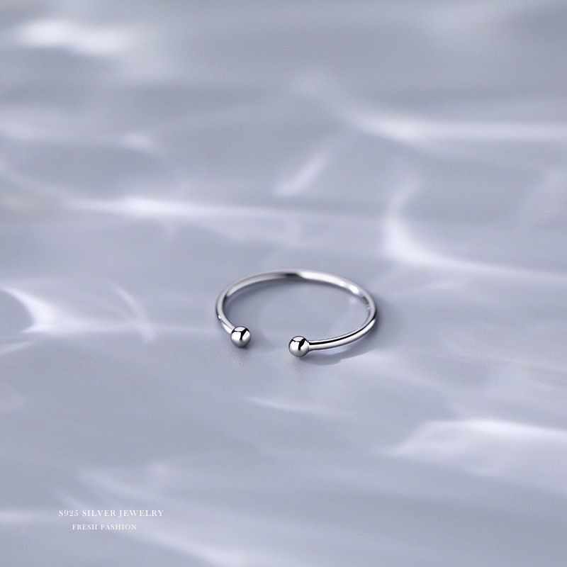 日韩风新款时尚s925纯银戒指女简约开口气质指环潮流细银戒指首饰