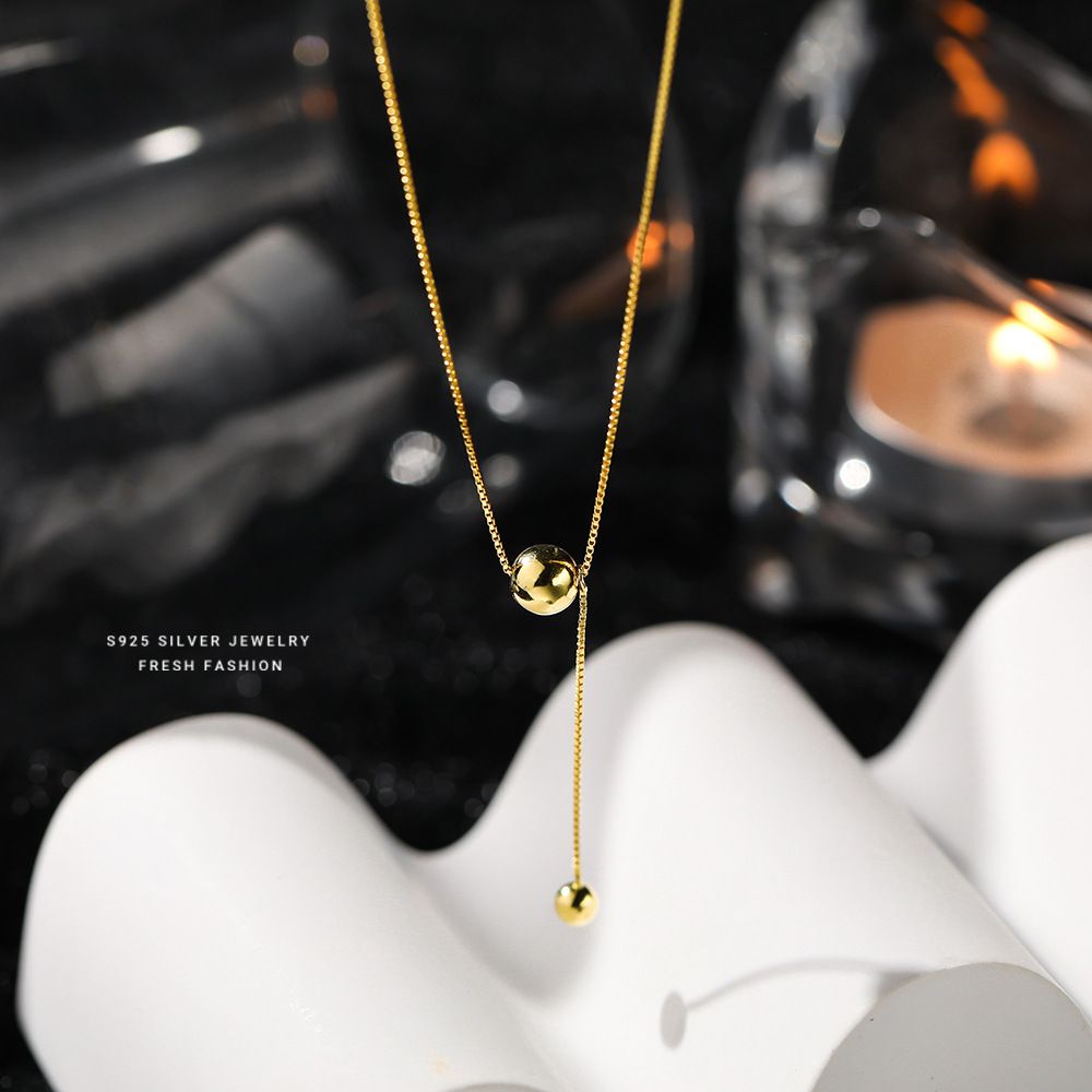 s925纯银项链【有球必应】简约ins冷淡风金属圆球小众设计锁骨链