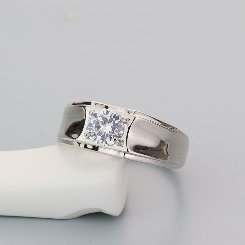 925纯银霸气时尚2克拉莫桑石男钻戒经典宽版精致高级感戒指男