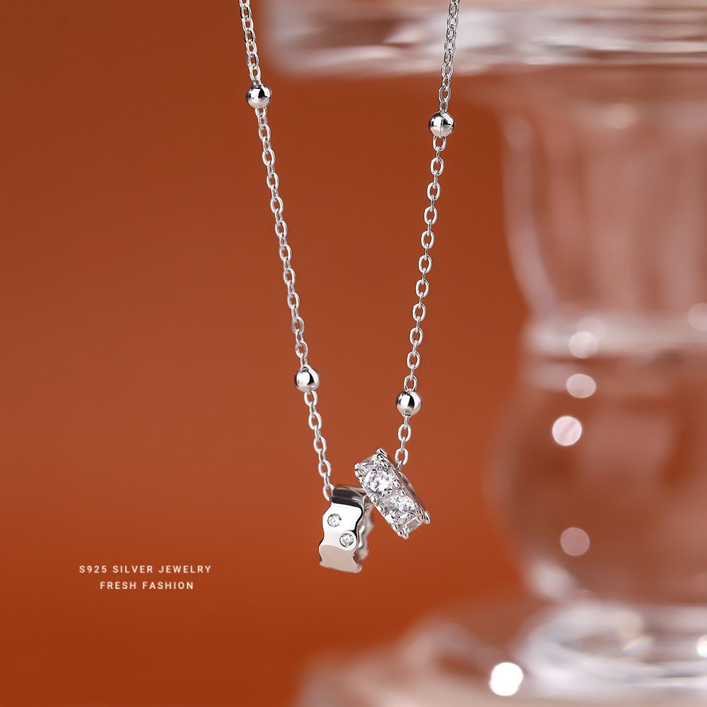 S925纯银韩系ins双环小蛮腰项链女小众设计简约精致轻奢气质锁骨