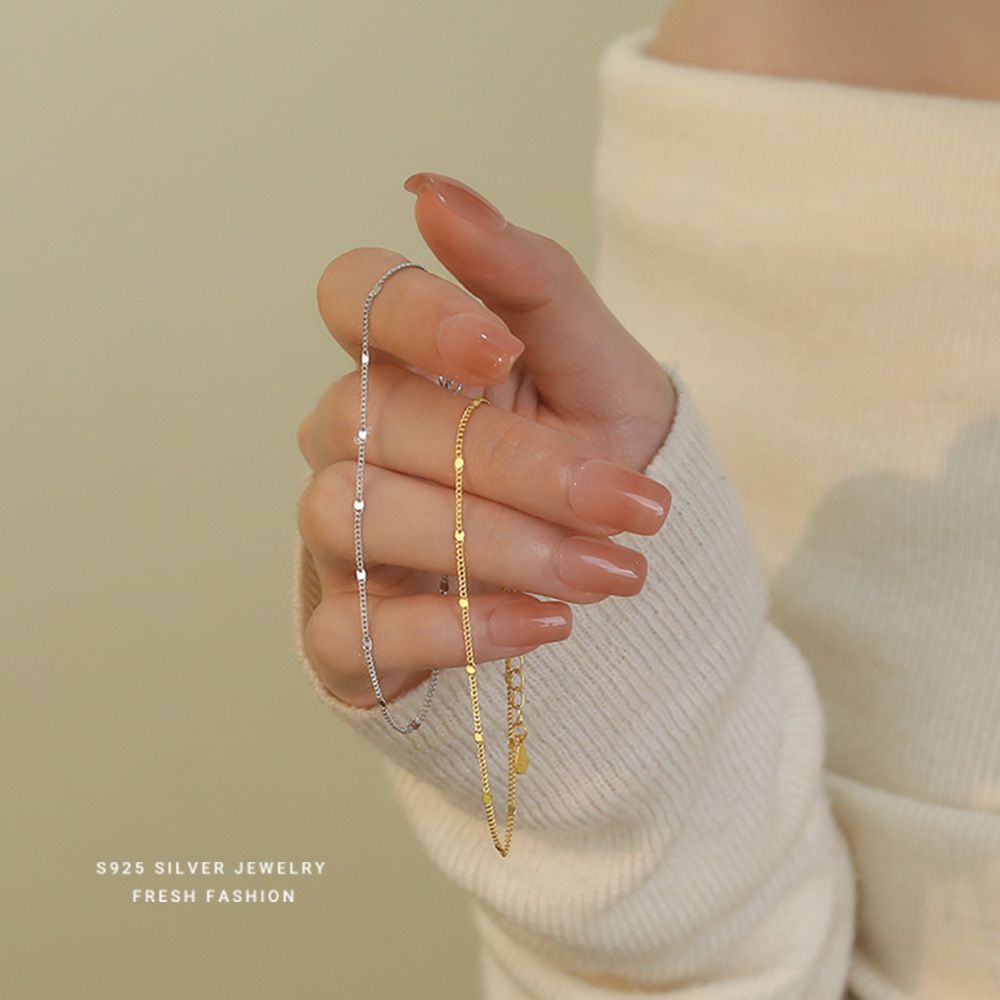 简约小清新圆形闪片手链女s925纯银小众百搭时尚学生日韩手饰