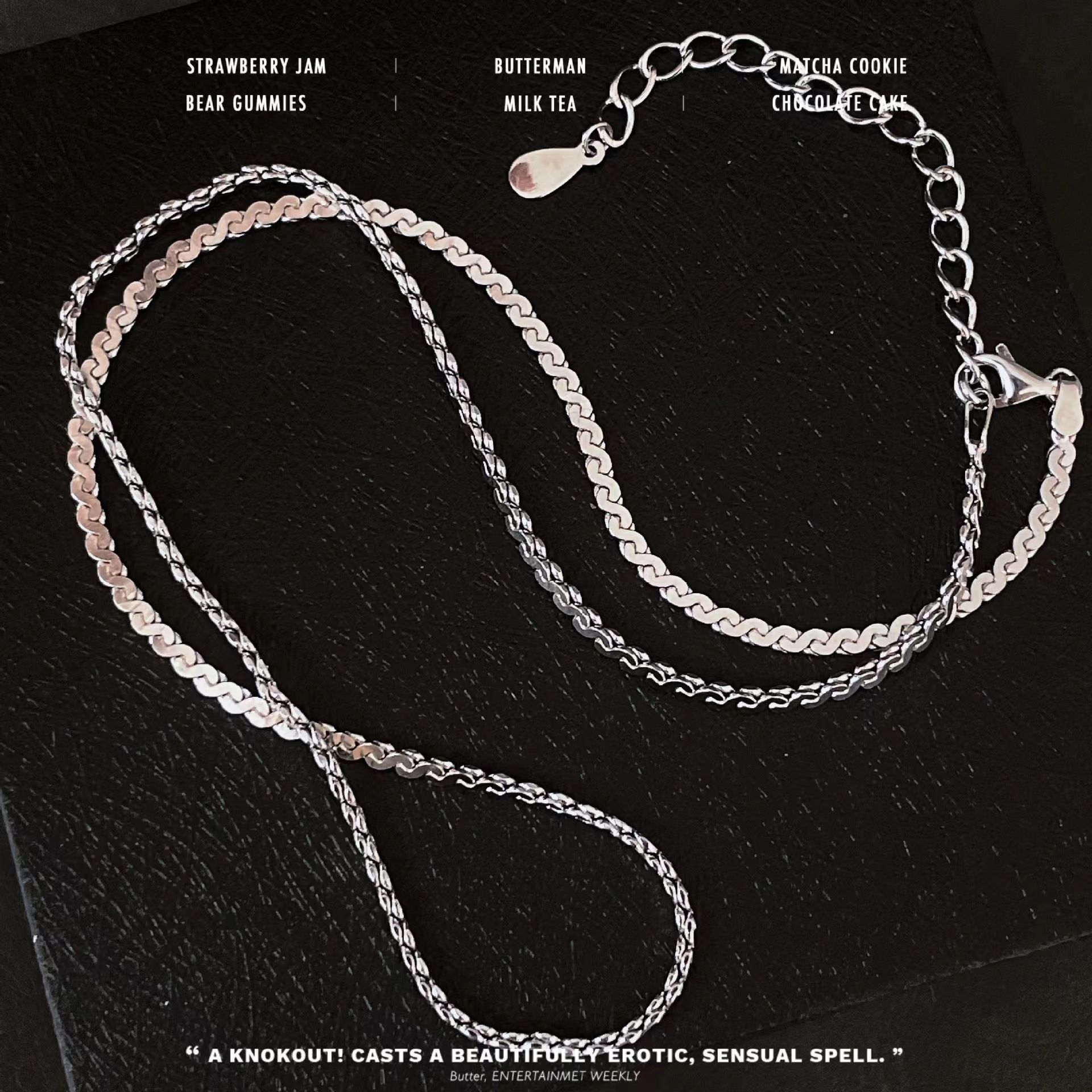 秦岚S925纯银扭曲双股项链女 韩版小众设计2023年新款裸链锁骨链