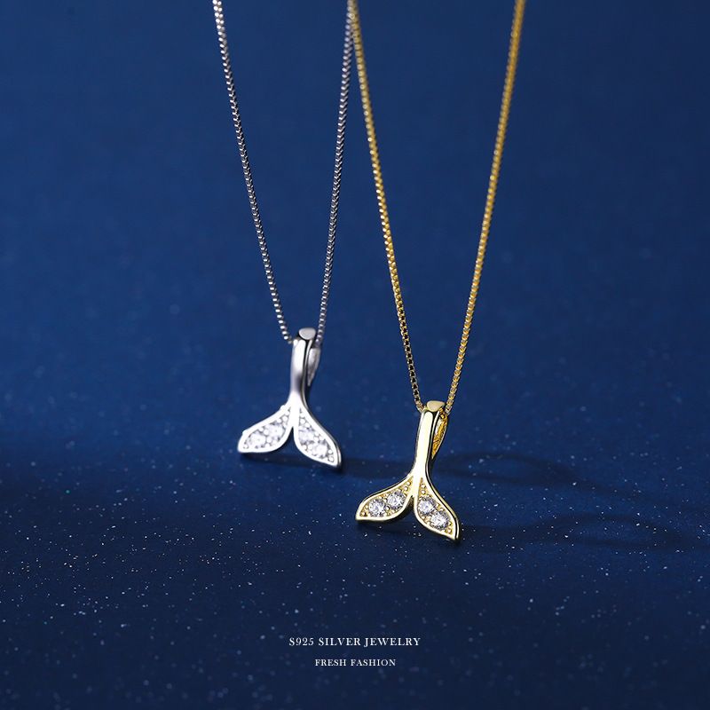 云小舒鱼尾海豚项链女潮网红ins简约气质小众轻奢纯银锁骨链饰品