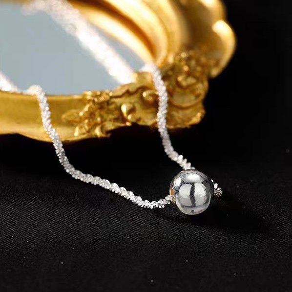 s999纯银波光粼粼满天星圆珠项链女高级感冷淡风气质转运珠锁骨链