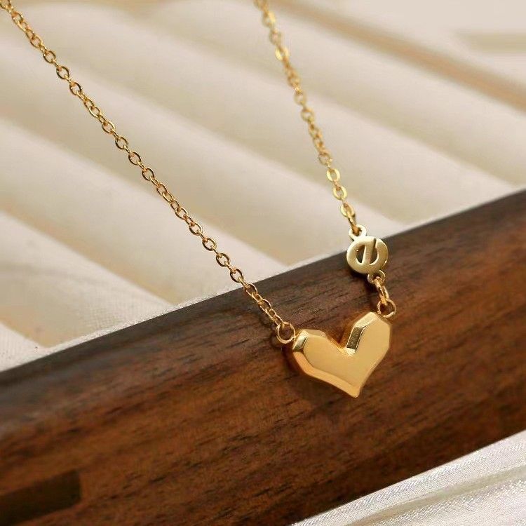 s990足银立体爱心项链女轻奢小众设计时尚锁骨链网红百搭吊坠