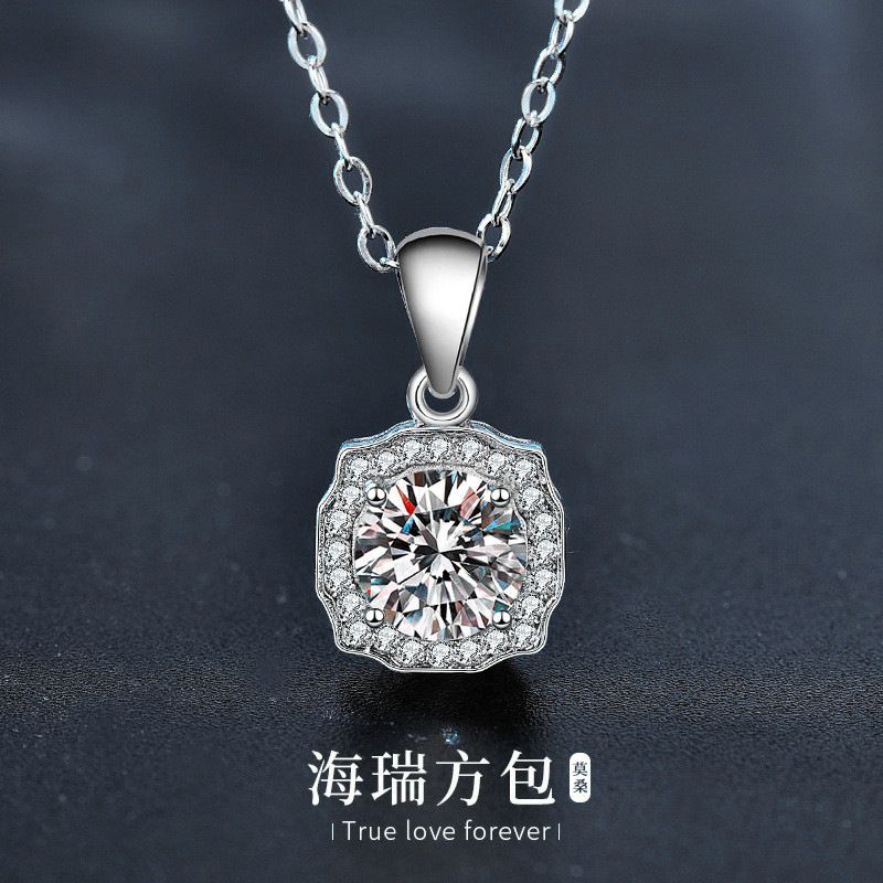 莫桑钻925纯银项链女吊坠锁骨链ins高级感小众饰品货源