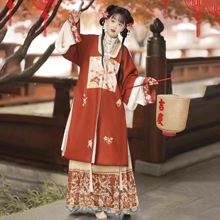 【出租】汉服女明制领衫里衣加绒加厚马面裙冬款写真拍照伴娘服装